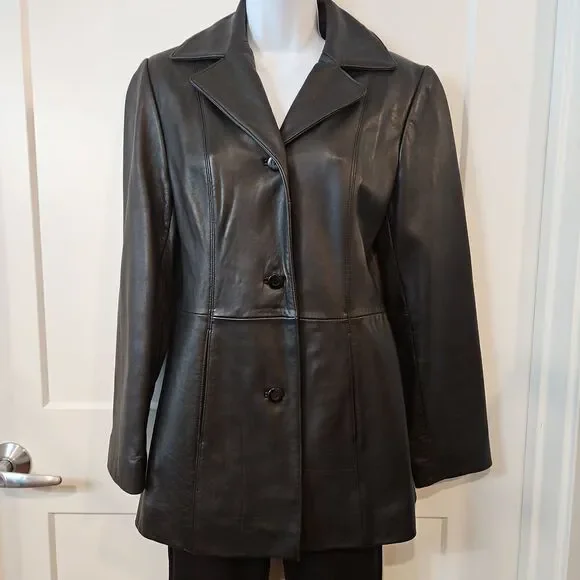 🌹Geniune Leather New York & Company Black Jacket sz S